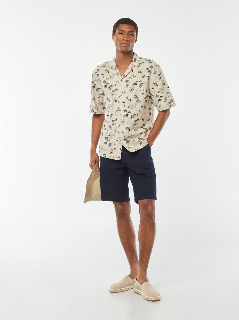 Bermuda en piqué de coton uni Bleu marine - Kiabi