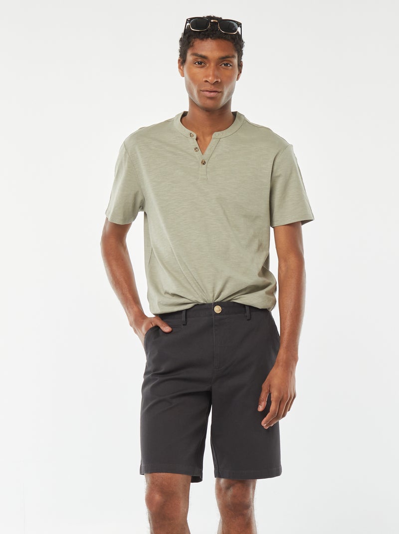 Bermuda en piqué de coton uni Gris anthracite - Kiabi