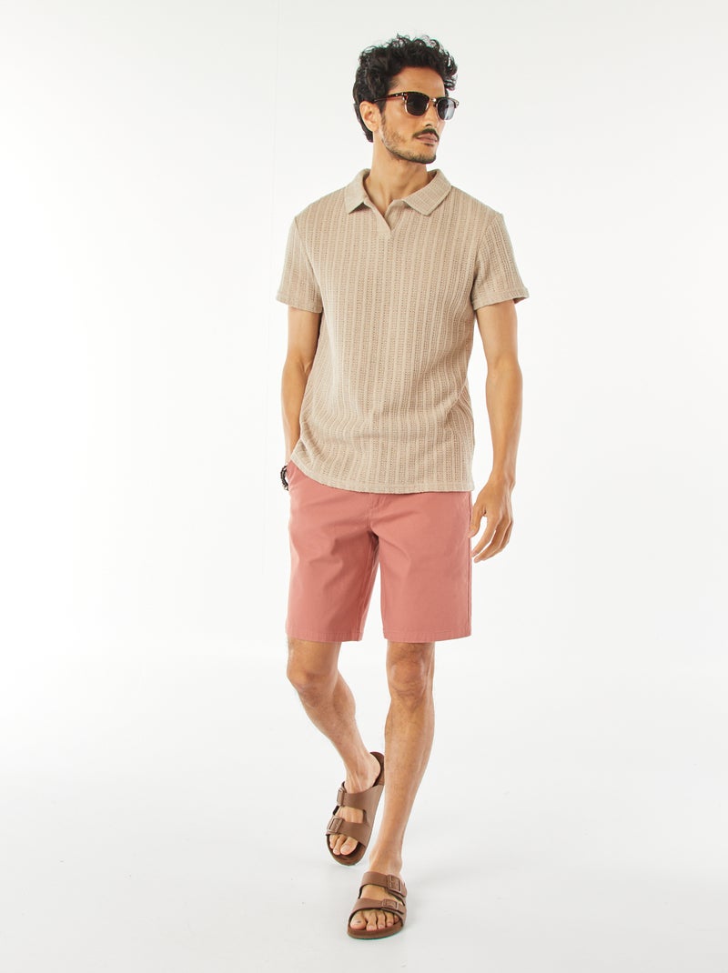 Bermuda en piqué de coton uni ROSE - Kiabi