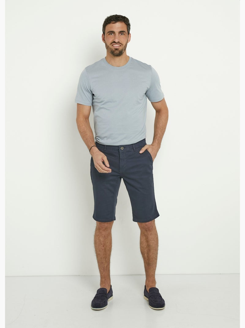 Bermuda en toile de coton extensible - AFIBEL Bleu marine - Kiabi