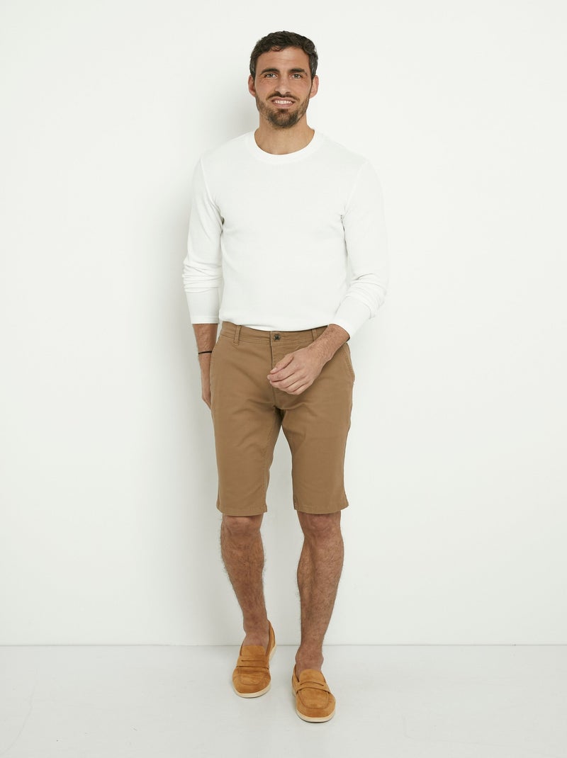 Bermuda en toile de coton extensible - AFIBEL Camel - Kiabi