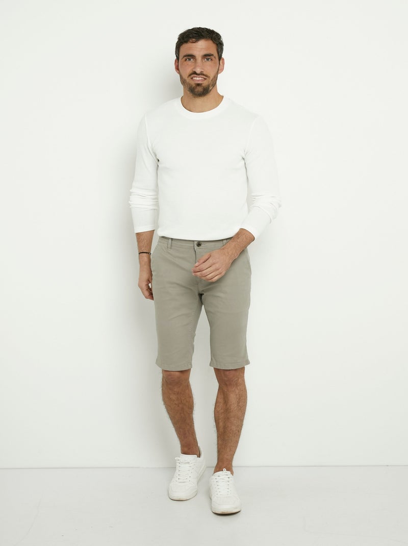 Bermuda en toile de coton extensible - AFIBEL Gris clair - Kiabi