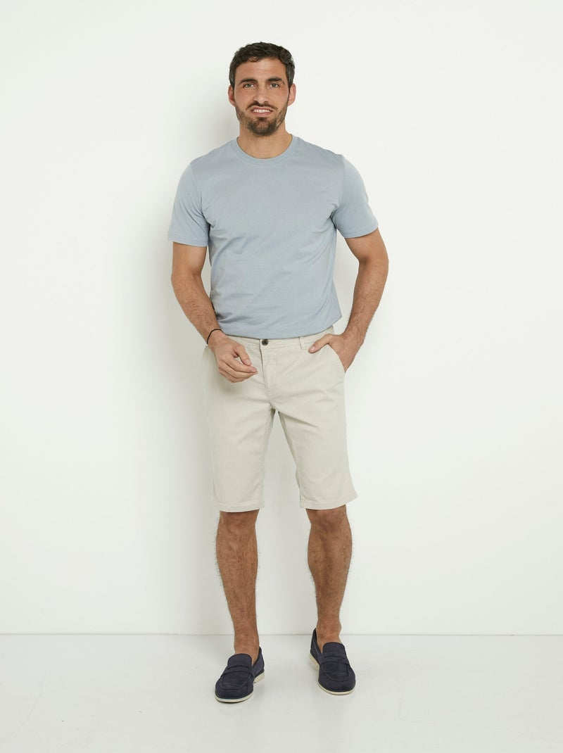 Bermuda en toile de coton extensible - AFIBEL Sable - Kiabi