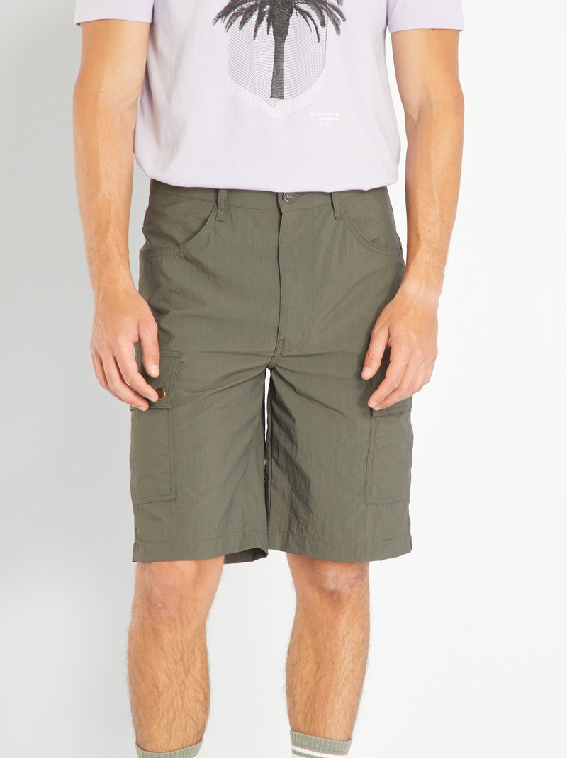 Bermuda en toile parachute Kaki - Kiabi
