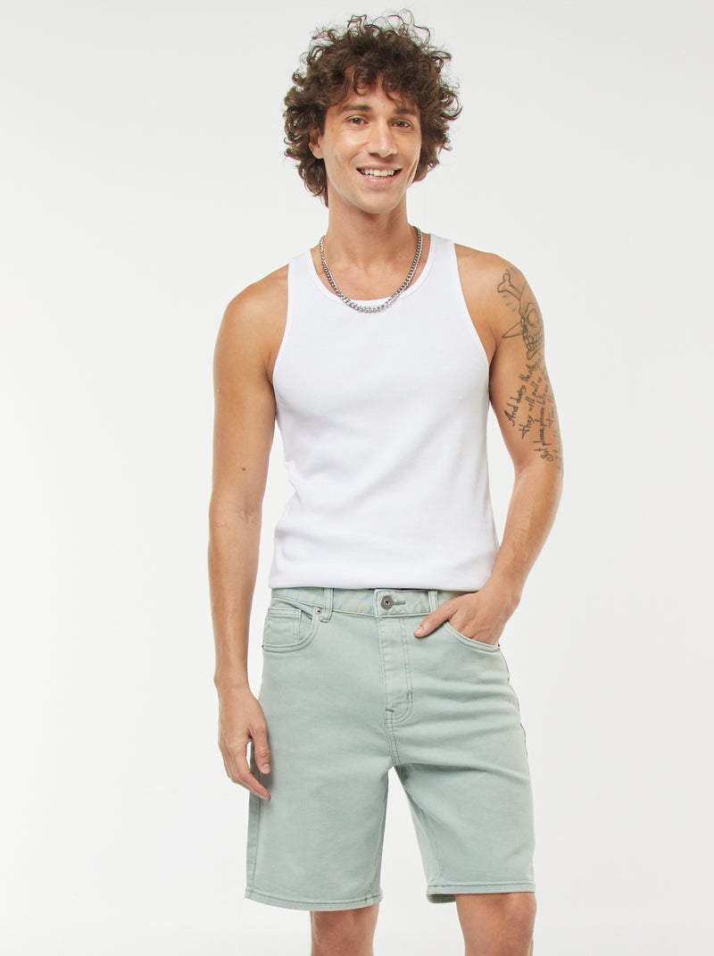Bermuda en twill à 5 poches Vert - Kiabi