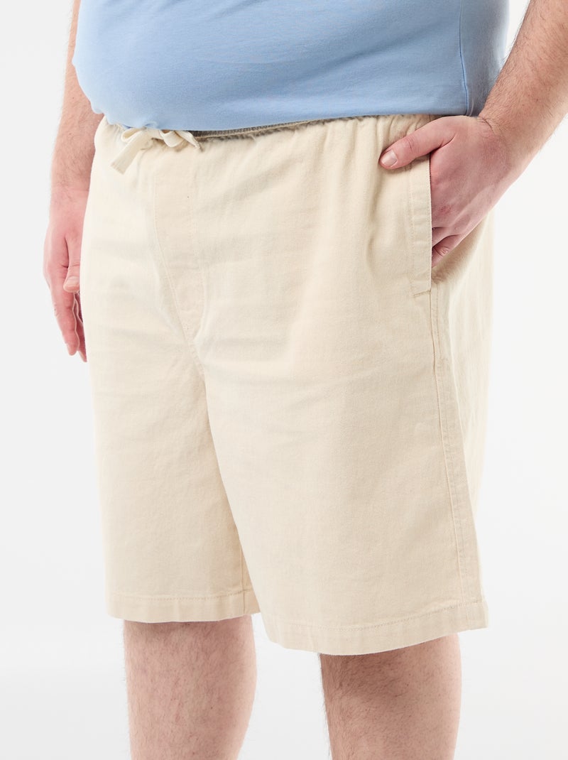 Bermuda en twill avec cordons de serrage Blanc - Kiabi