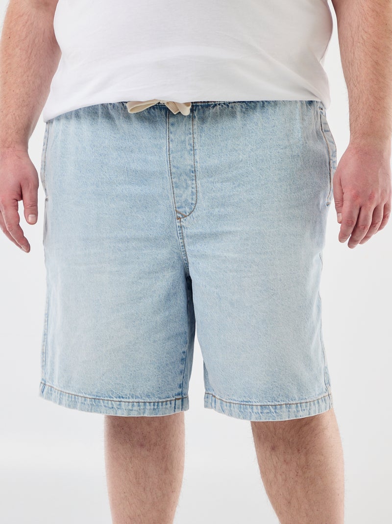 Bermuda en twill avec cordons de serrage Bleu - Kiabi