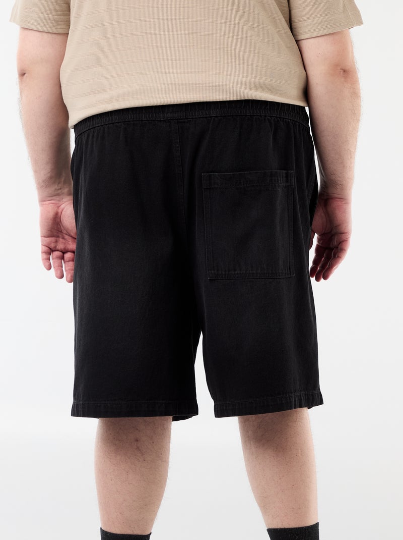 Bermuda en twill avec cordons de serrage Noir - Kiabi