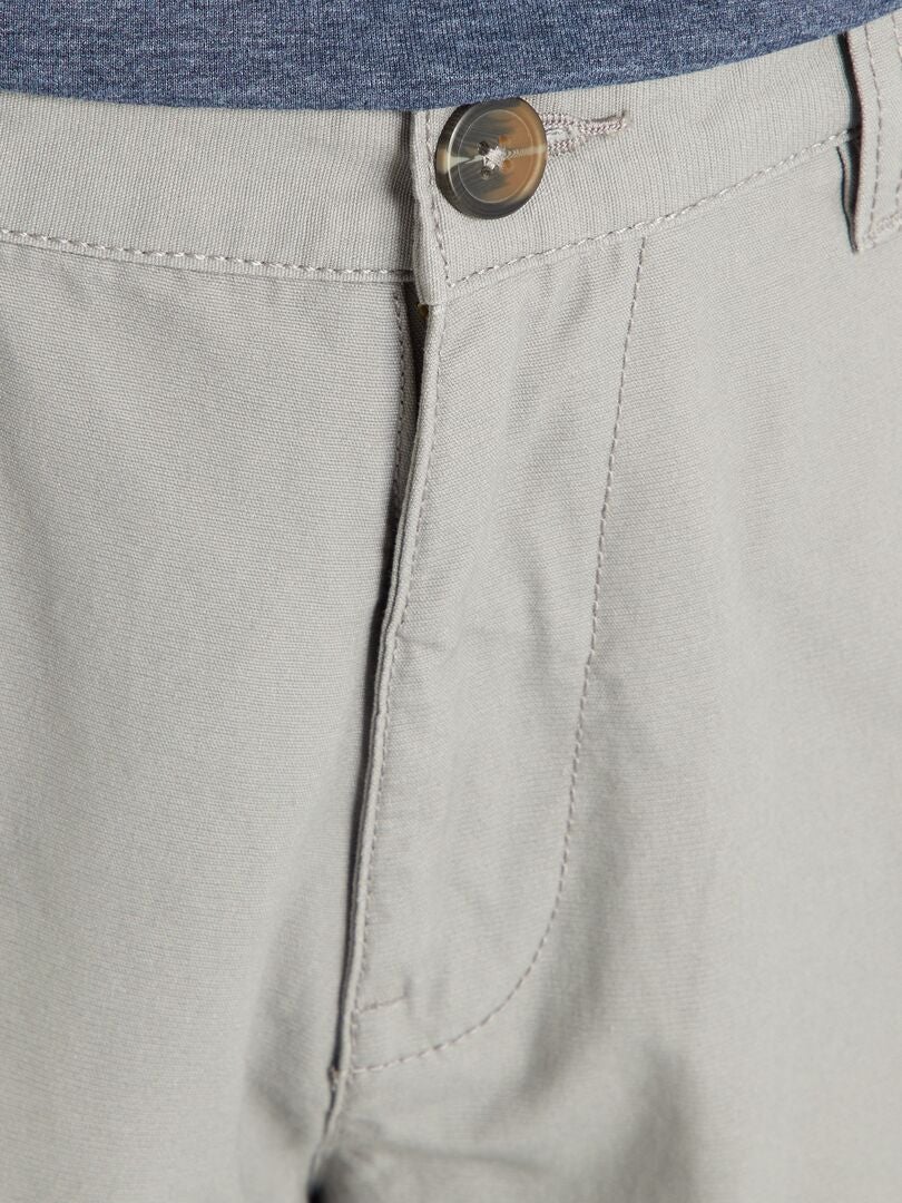 Bermuda en twill avec poches à rabat gris souris - Kiabi