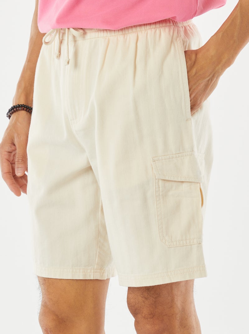 Bermuda en twill multipoches Blanc - Kiabi