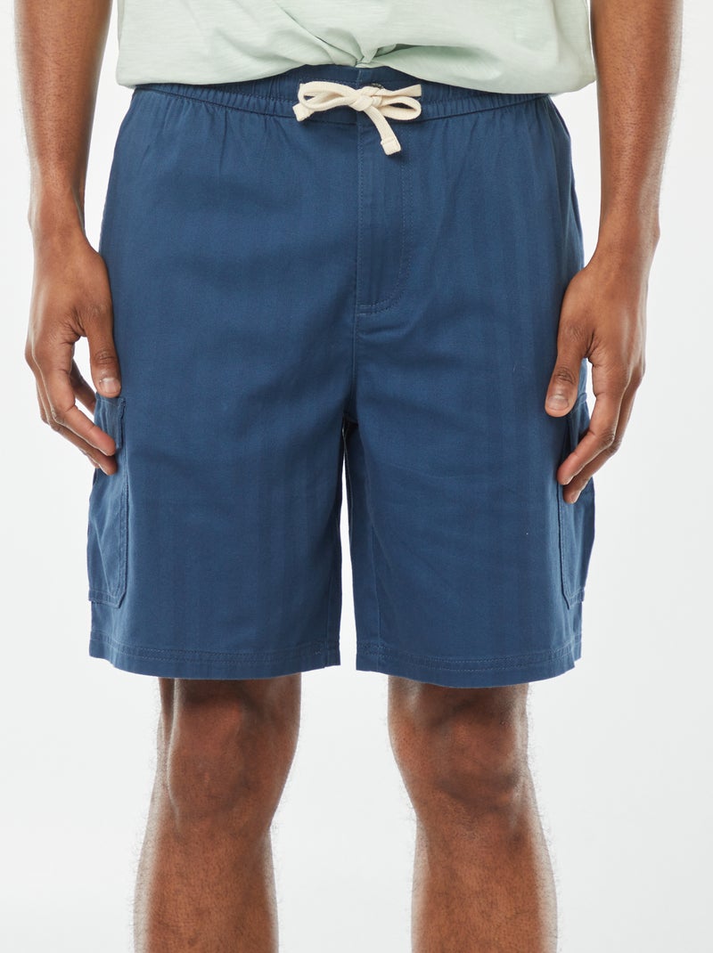 Bermuda en twill multipoches Bleu - Kiabi