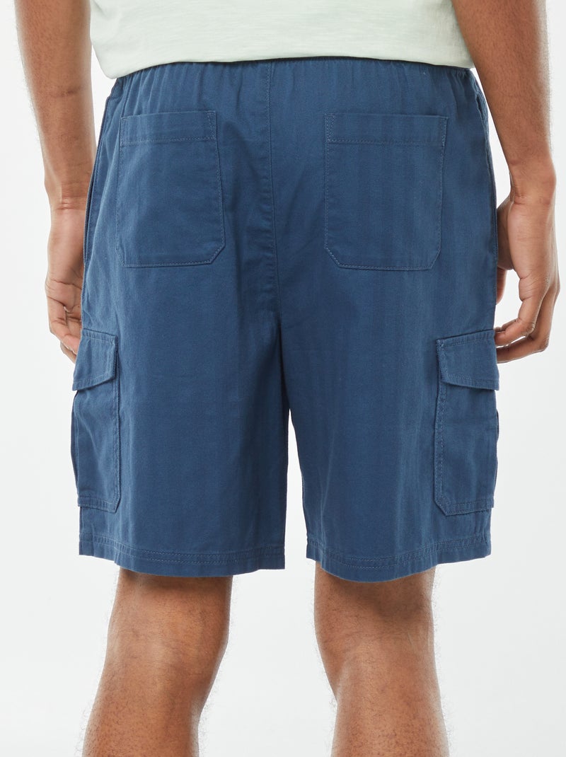 Bermuda en twill multipoches Bleu - Kiabi