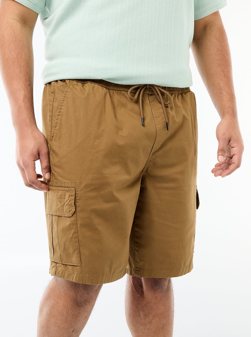 Bermuda en twill multipoches Marron - Kiabi