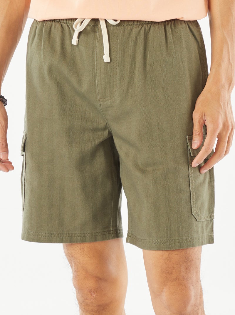 Bermuda en twill multipoches Vert - Kiabi