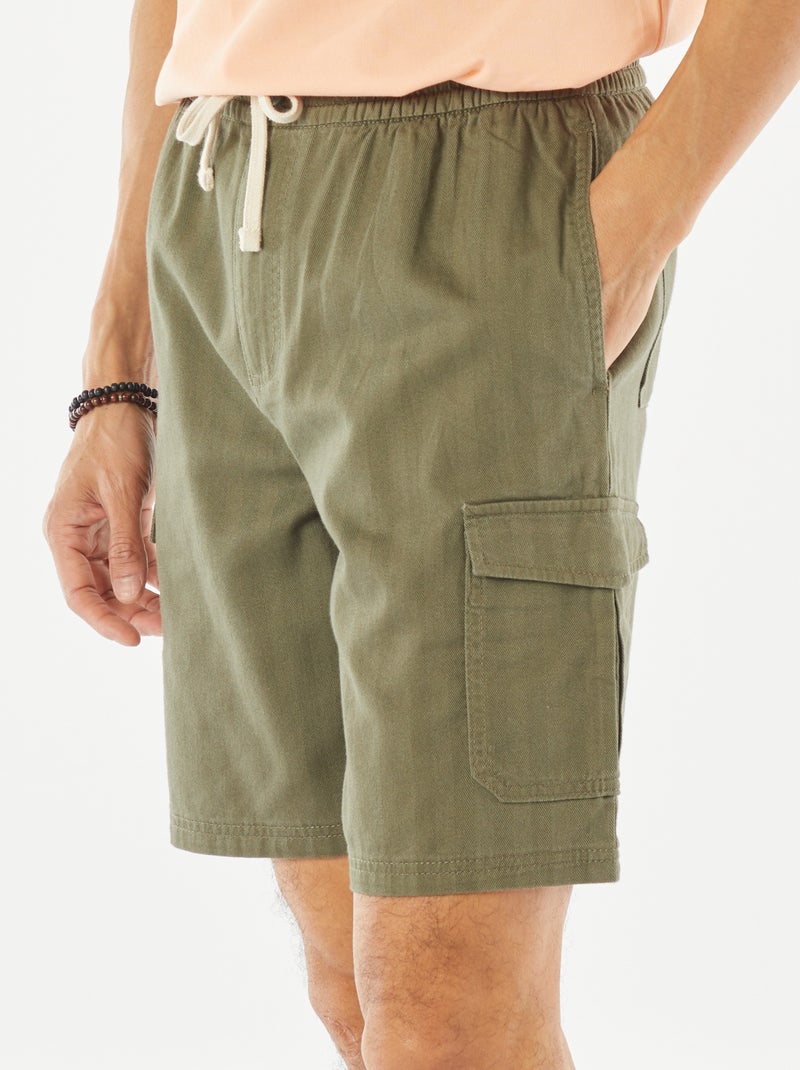 Bermuda en twill multipoches Vert - Kiabi