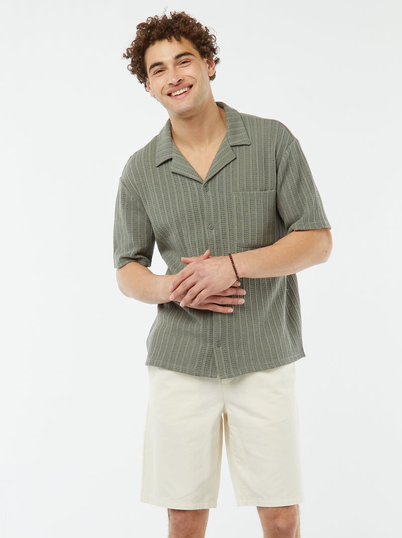 Bermuda en twill uni BLANC - Kiabi
