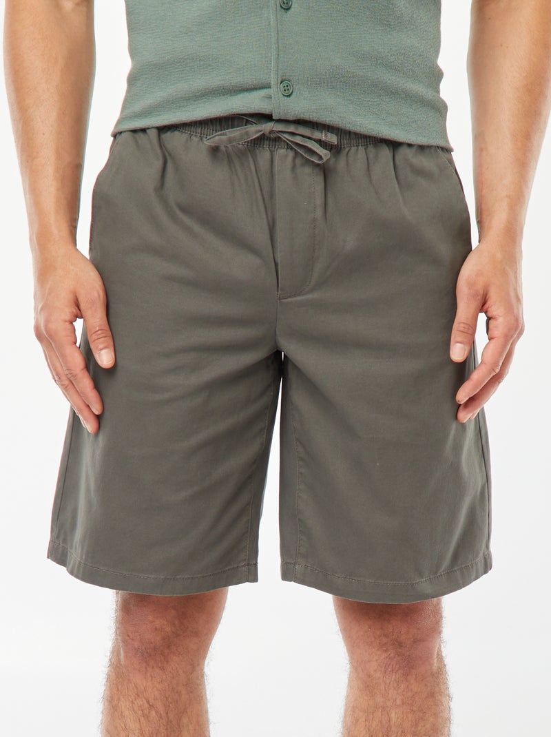 Bermuda en twill uni Kaki - Kiabi