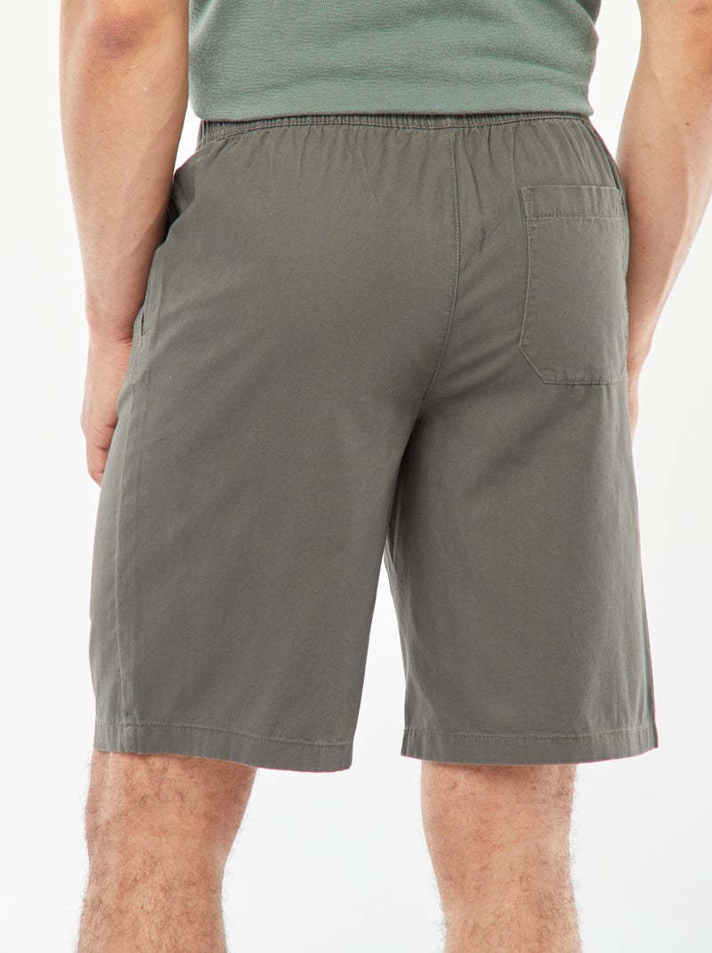 Bermuda en twill uni Kaki - Kiabi