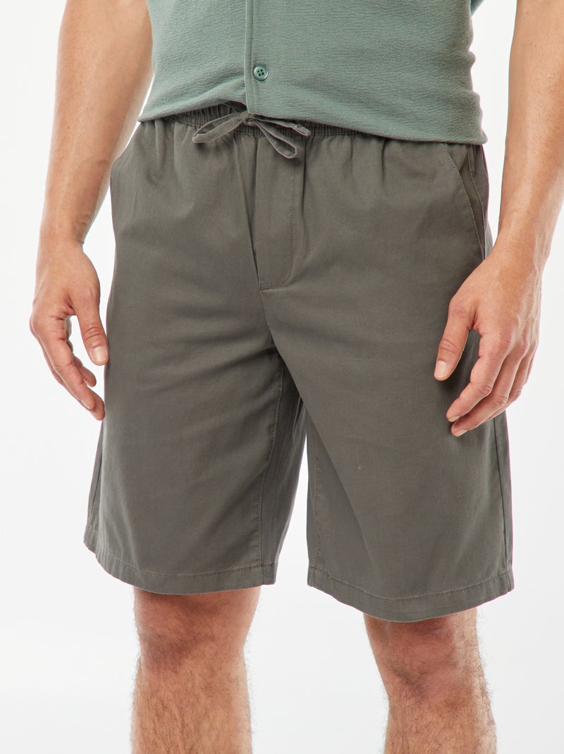 Bermuda en twill uni Kaki - Kiabi