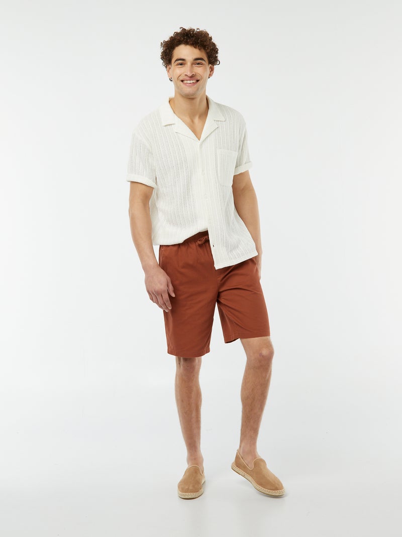 Bermuda en twill uni MARRON - Kiabi