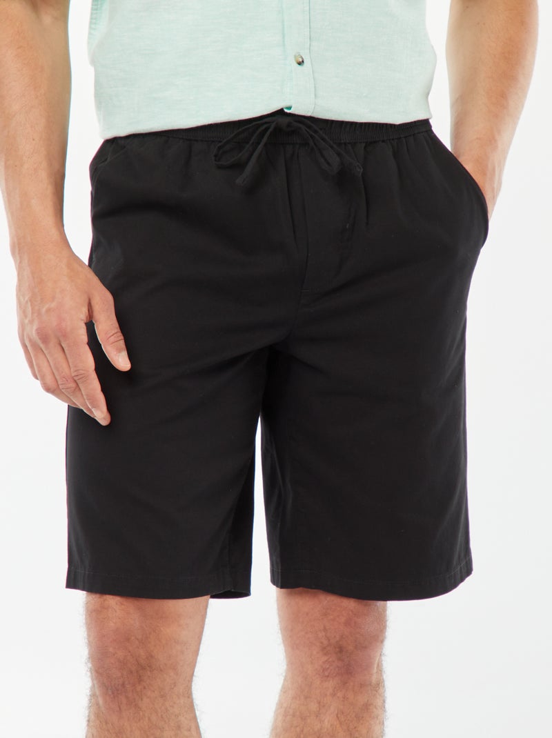 Bermuda en twill uni noir - Kiabi