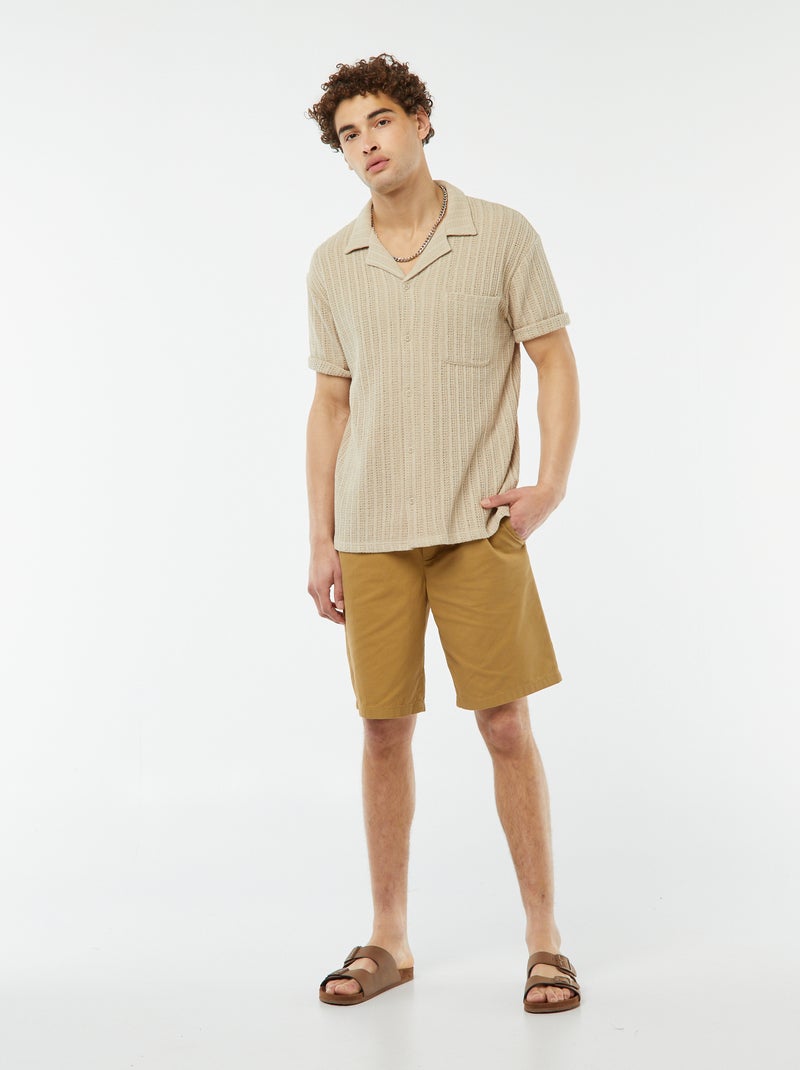 Bermuda en twill uni VERT - Kiabi