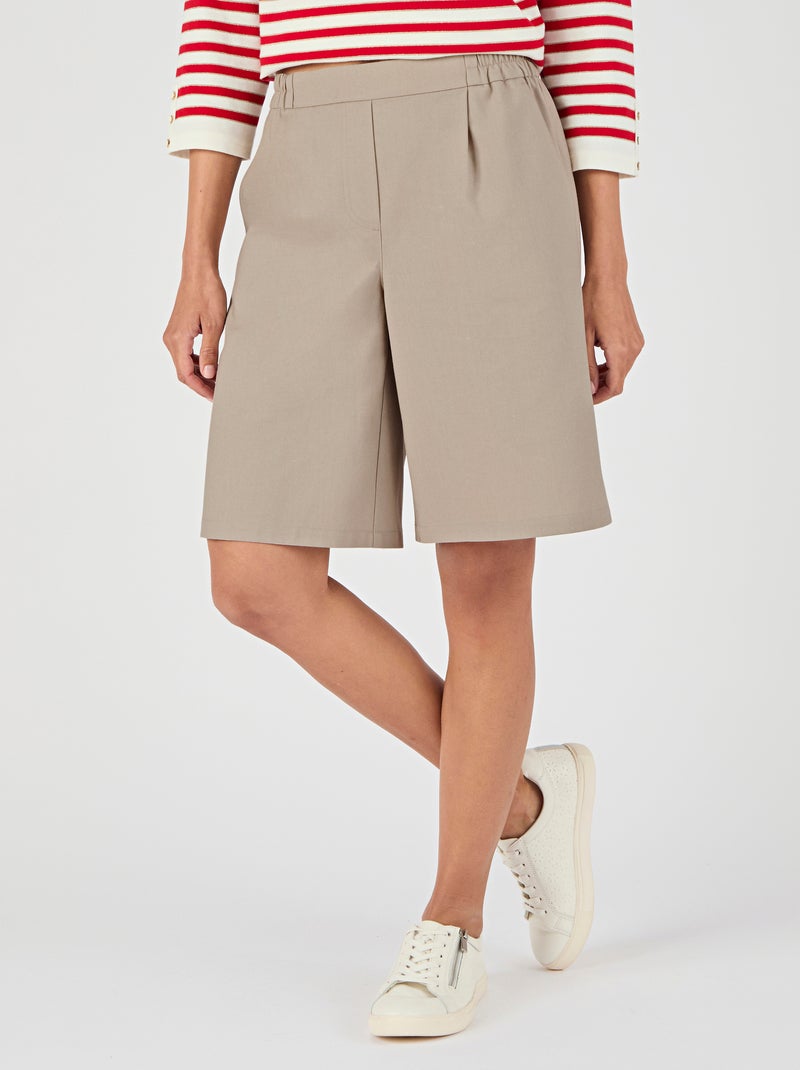 Bermuda enfilable mélange lin et viscose - Damart Taupe - Kiabi