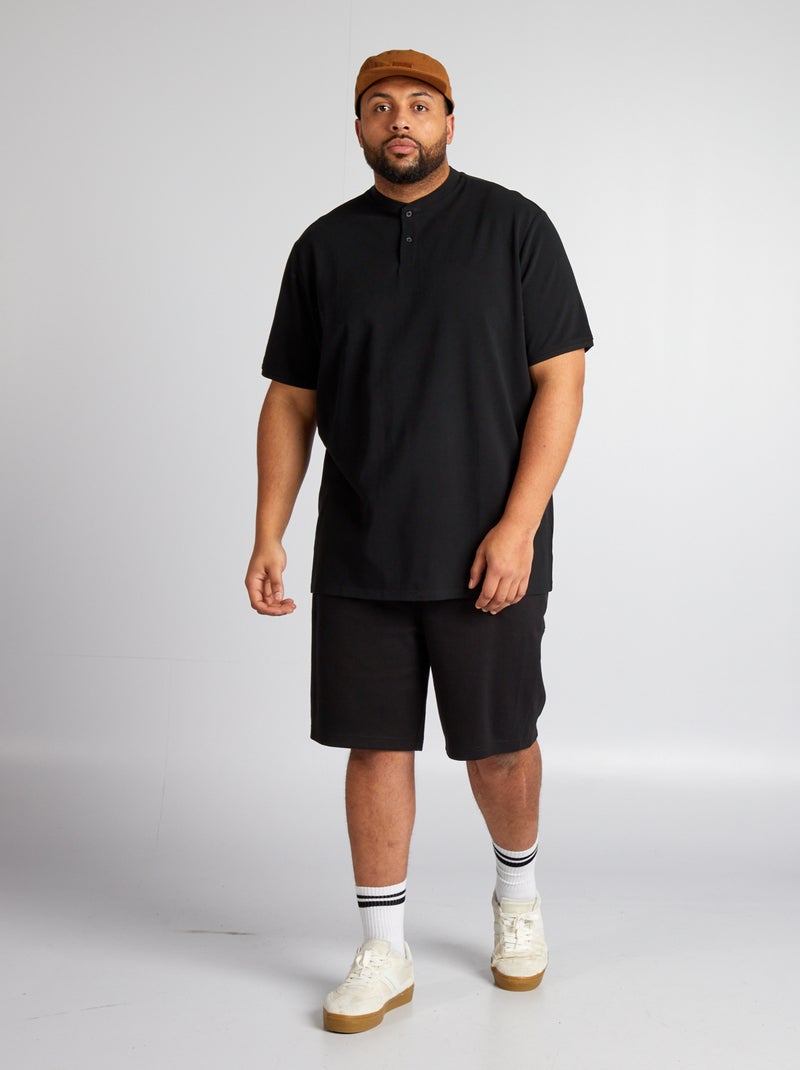 Bermuda façon jogging en piqué noir - Kiabi