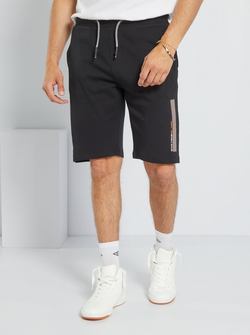 Bermuda fantaisie en jersey noir - Kiabi