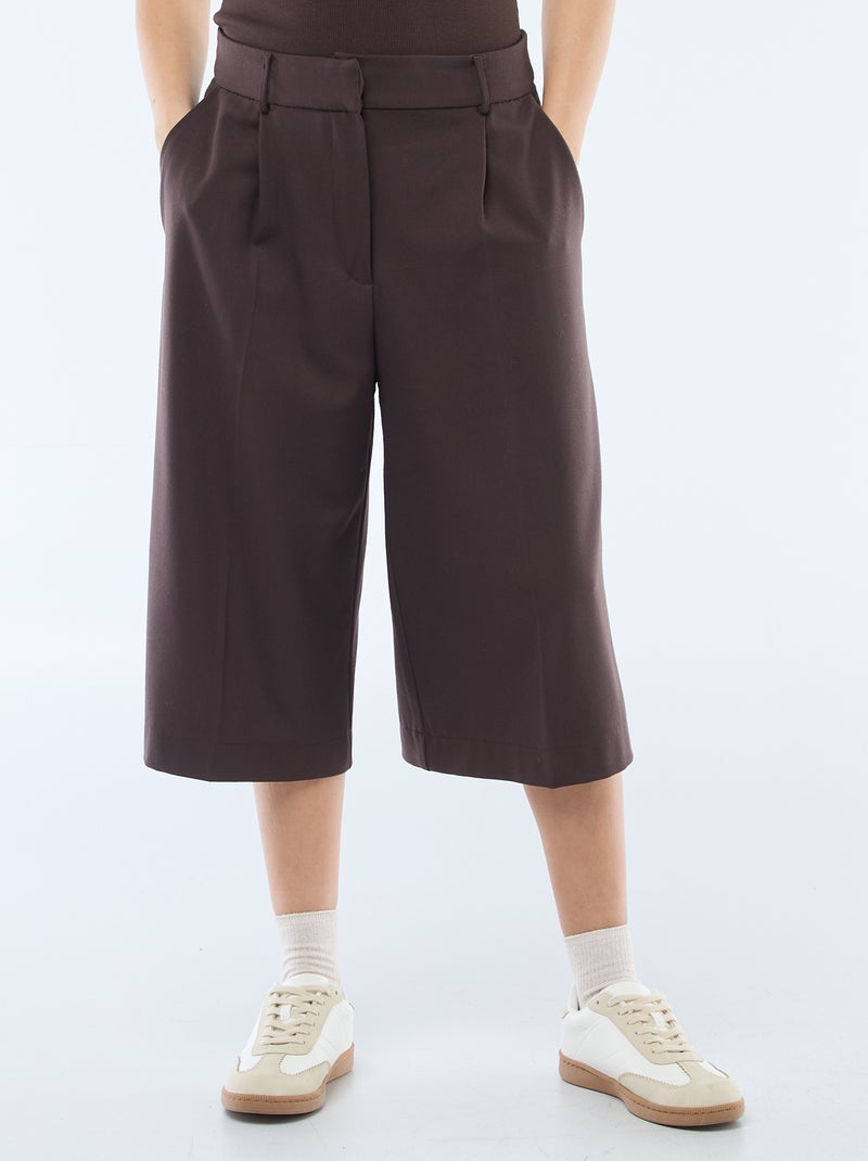 Bermuda femme taille haute ample Marron - Kiabi