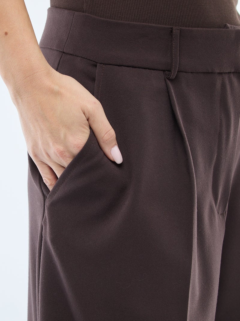 Bermuda femme taille haute ample Marron - Kiabi