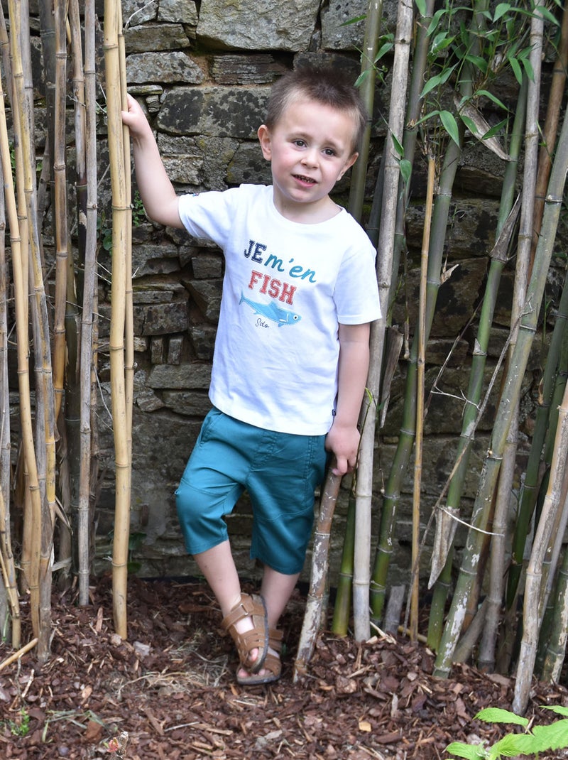 BERMUDA GARY TWILL ENFANT Vert - Kiabi