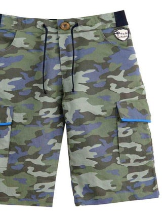 Bermuda Imprimé Camouflage Kaki / Bleu pour Garçon  ARCACHON - 'LA FAUTE A VOLTAIRE'