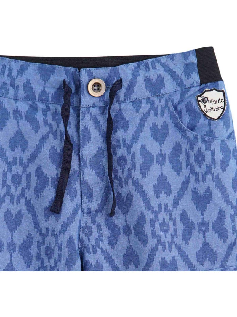 Bermuda  Imprimé Tie and Dye  Poches Cargo  ARCACHON - 'LA FAUTE A VOLTAIRE' Bleu - Kiabi
