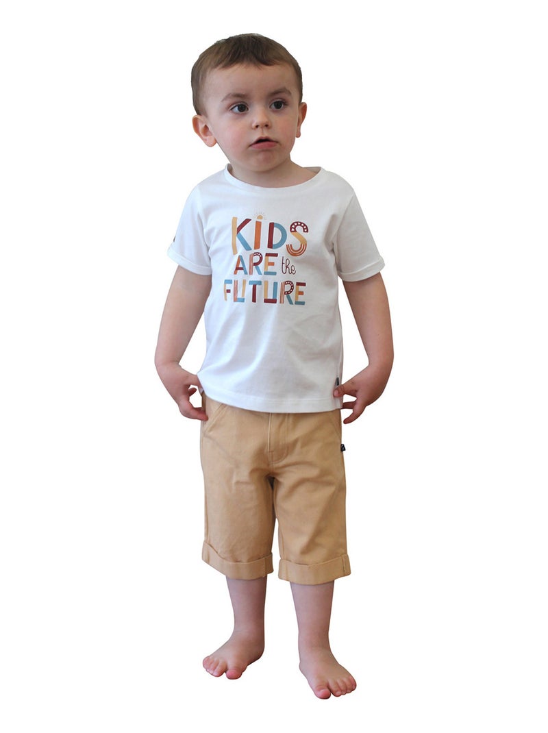 BERMUDA LAYAN TWILL ENFANT Beige - Kiabi