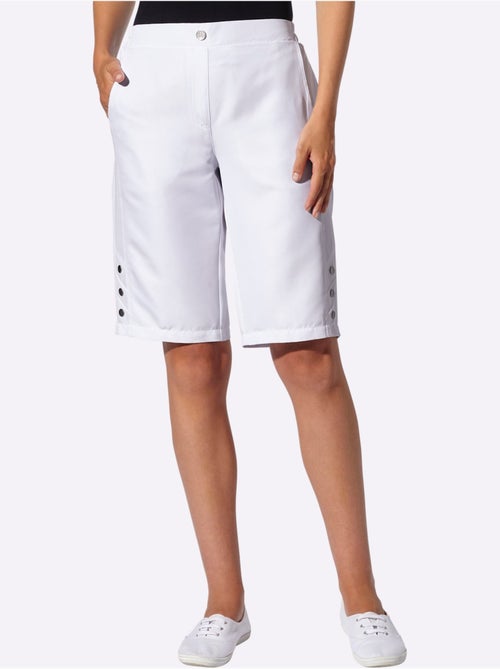 Bermuda léger à ceinture élastique avec 2 poches et boutons décoratifs - Taille standard - Witt - Kiabi