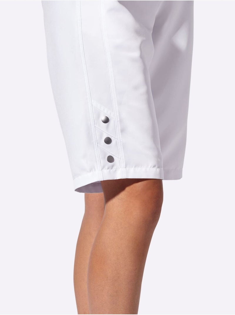 Bermuda léger à ceinture élastique avec 2 poches et boutons décoratifs - Taille standard - Witt Blanc - Kiabi