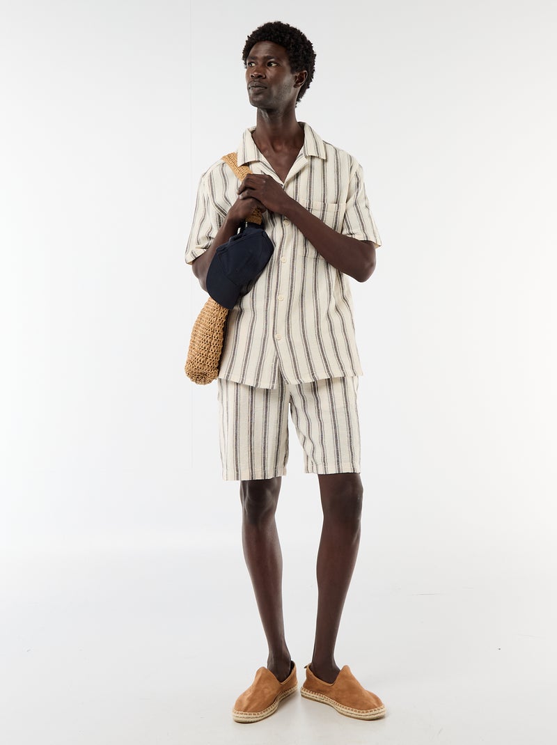 Bermuda léger à rayures Beige - Kiabi
