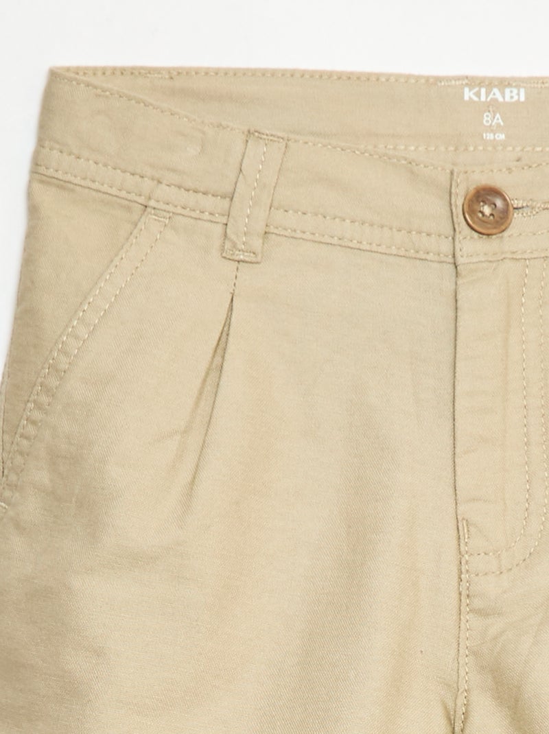 Bermuda léger effet lin en oxford Beige - Kiabi