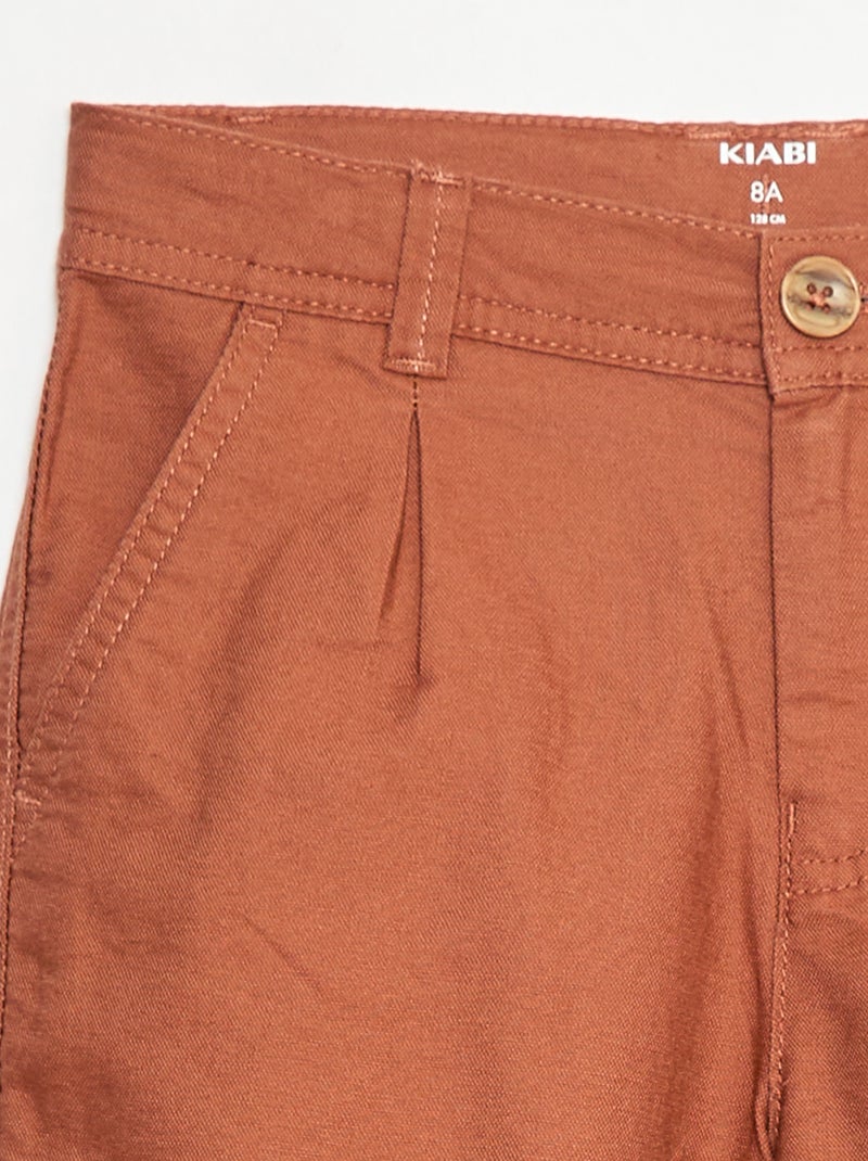 Bermuda léger effet lin en oxford Brique - Kiabi
