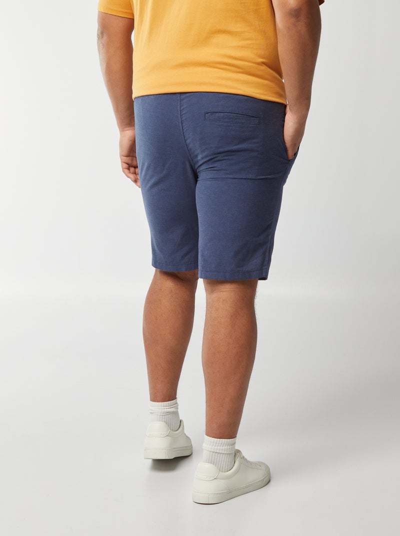 Bermuda léger en coton et lin avec taille élastiquée Bleu - Kiabi