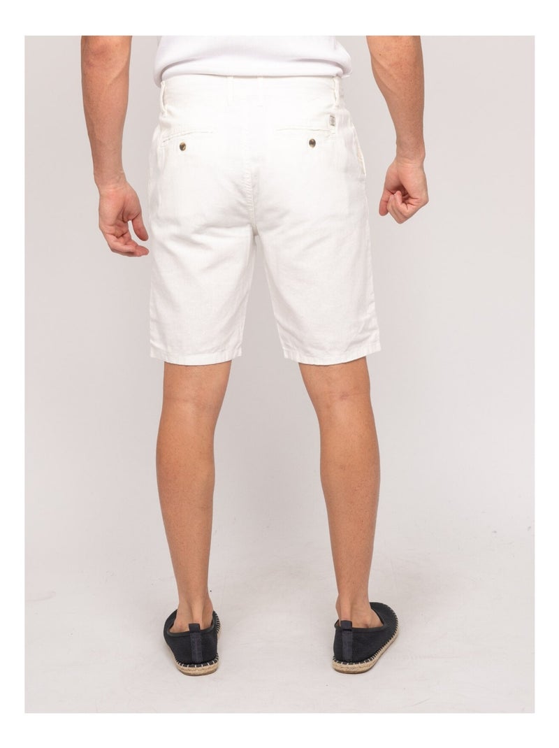 Bermuda lin BAYPLUM Blanc - Kiabi