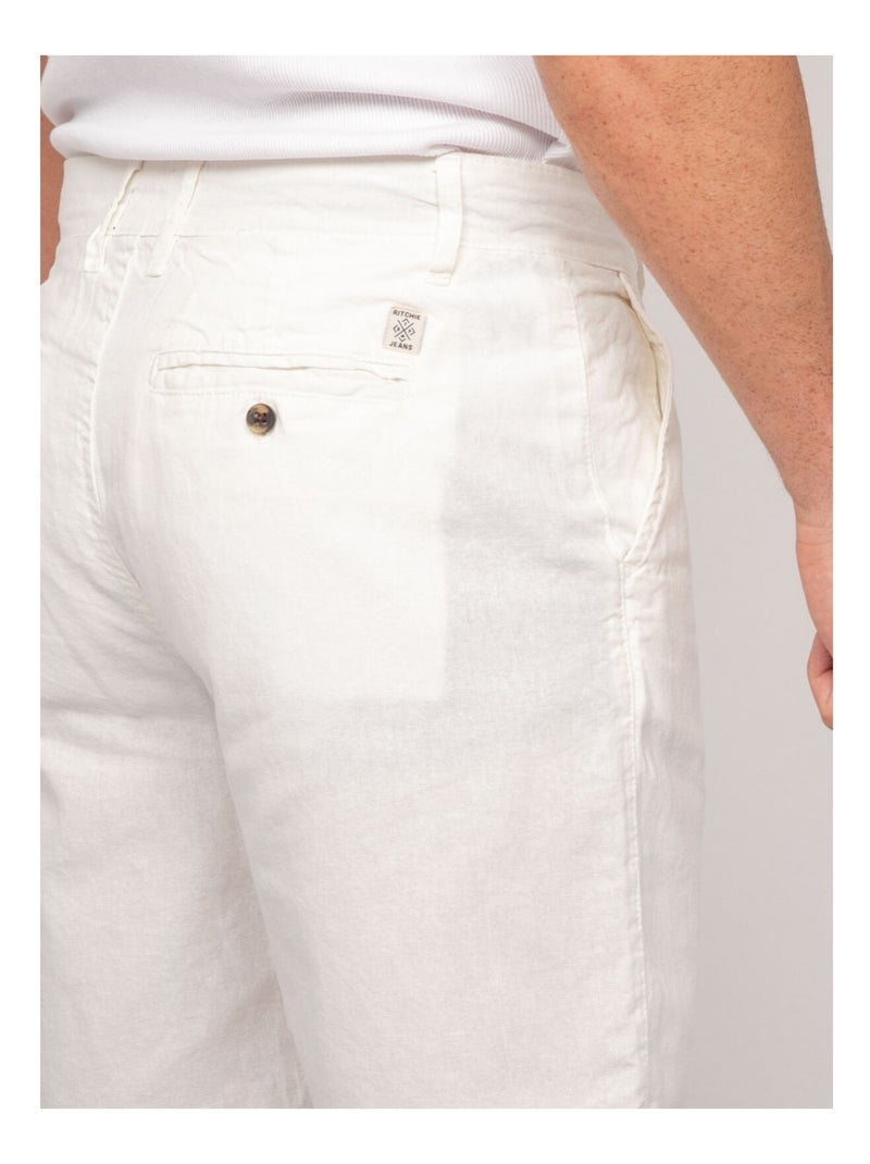 Bermuda lin BAYPLUM Blanc - Kiabi