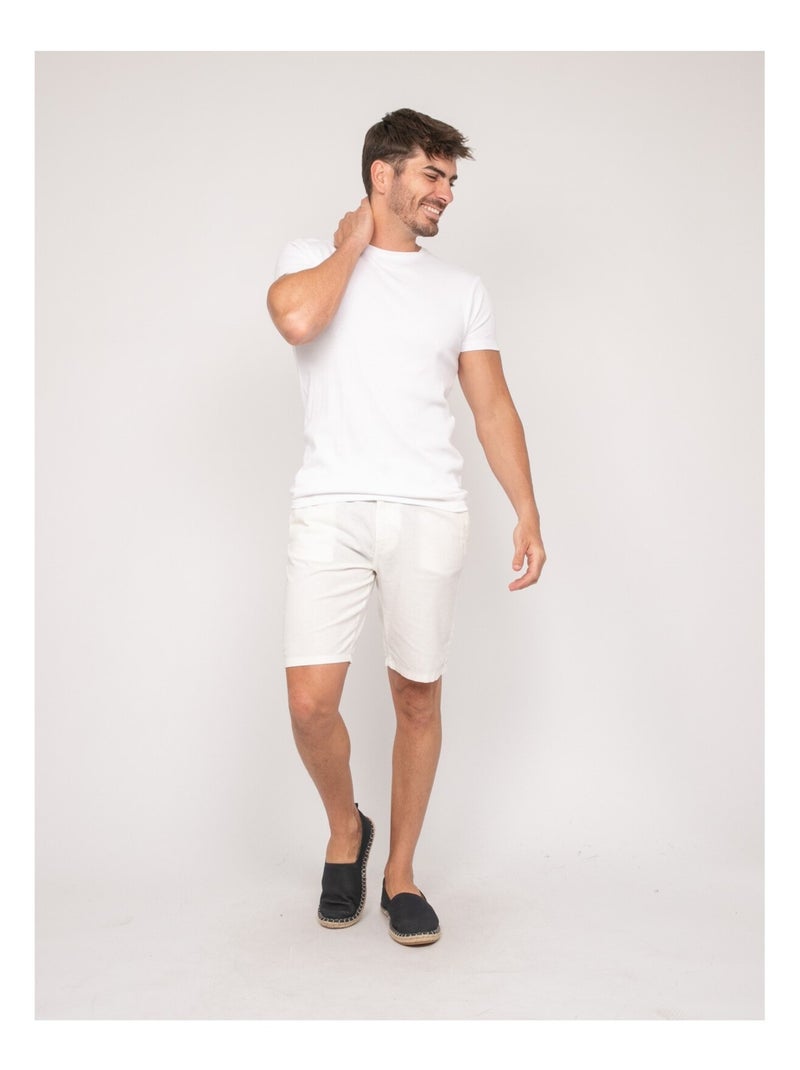 Bermuda lin BAYPLUM Blanc - Kiabi