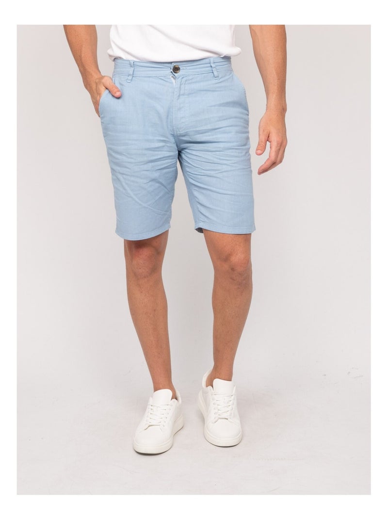 Bermuda lin BAYPLUM Bleu ciel - Kiabi