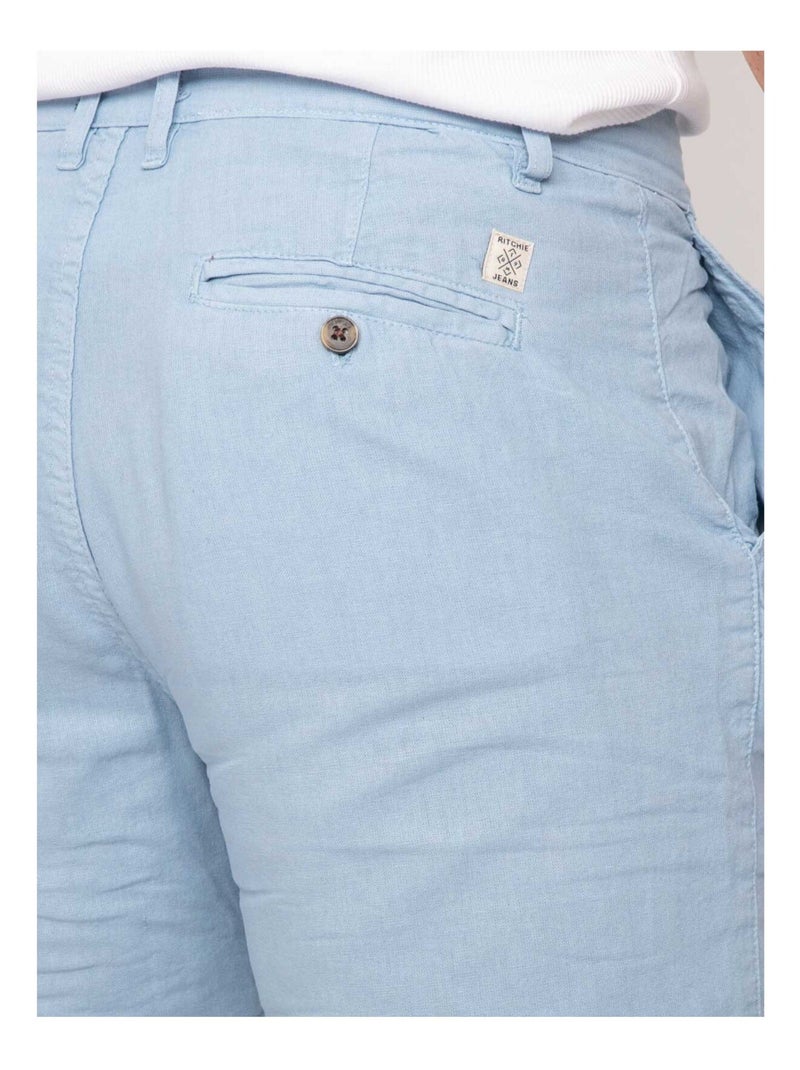 Bermuda lin BAYPLUM Bleu ciel - Kiabi