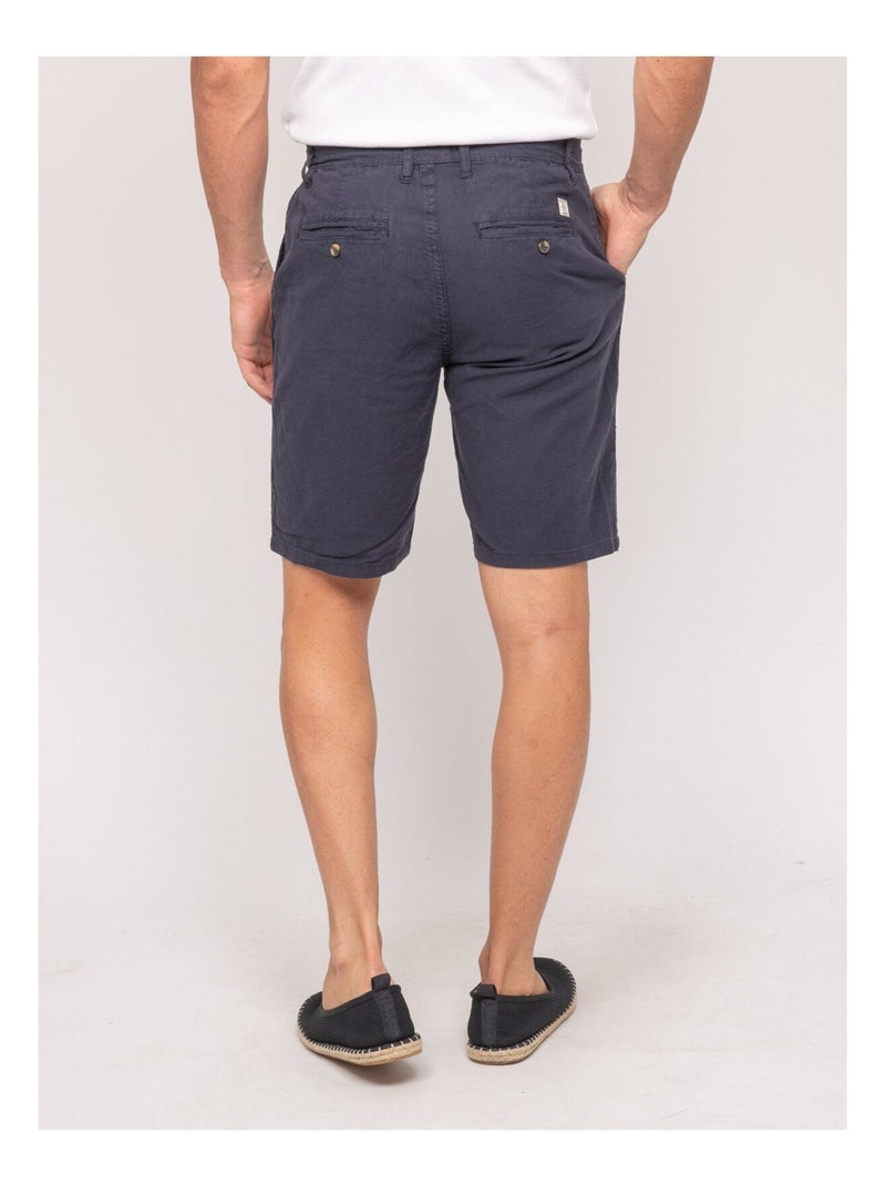 Bermuda lin BAYPLUM Bleu marine - Kiabi