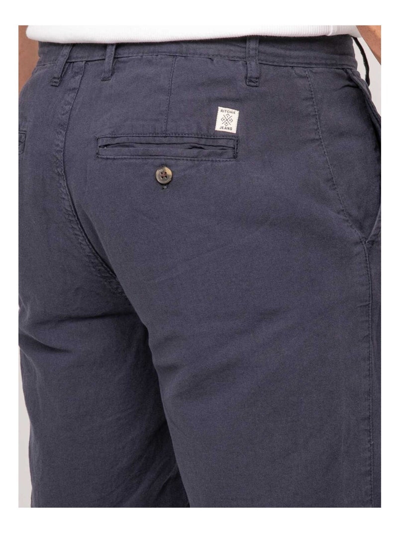 Bermuda lin BAYPLUM Bleu marine - Kiabi