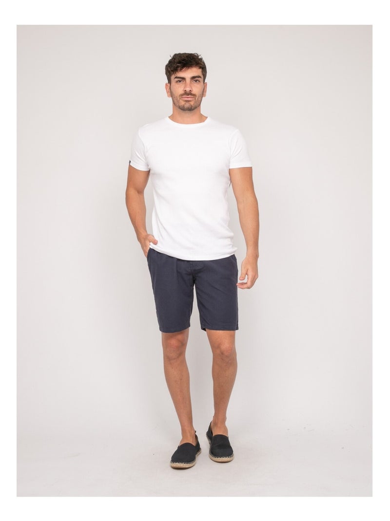 Bermuda lin BAYPLUM Bleu marine - Kiabi