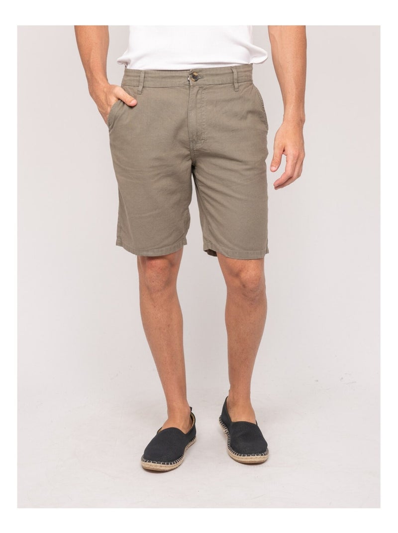 Bermuda lin BAYPLUM Kaki - Kiabi